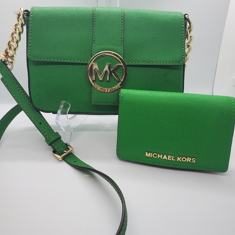 Michael Kors Green Crossbody and Wallet